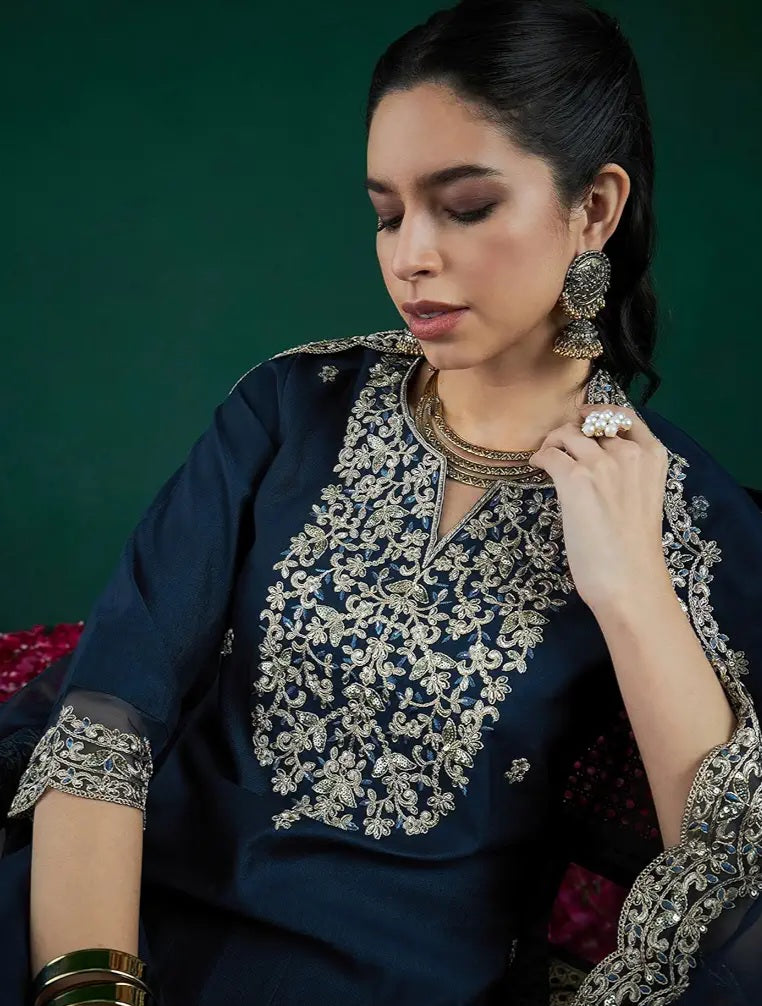 Marble Verona Supima Cotton Blue Kurta Set main image 0