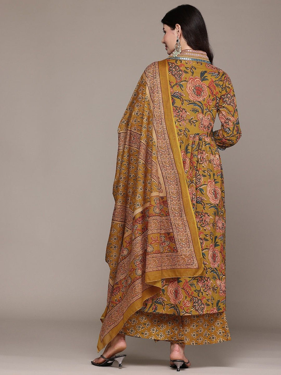 Avarni Supima Cotton Mustard Kurta Set