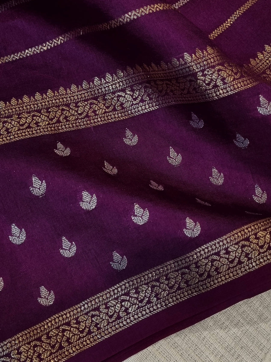 Purple Crape Silk Saree