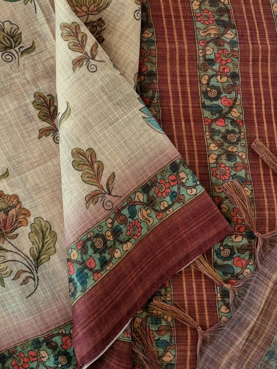 WMN 8004 Cotton Silk Flower Printed Saree Collection