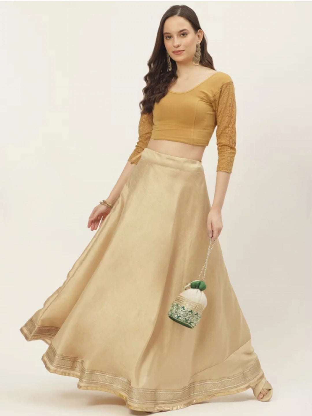 Gold Solid Lehenga Skirt VALAMPURI